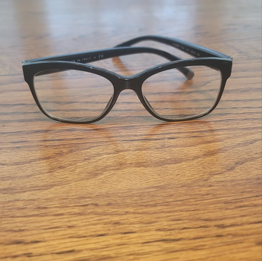 Chanel Iconic CC Signature Black Silver Pewter Optical Small Glasses Frame